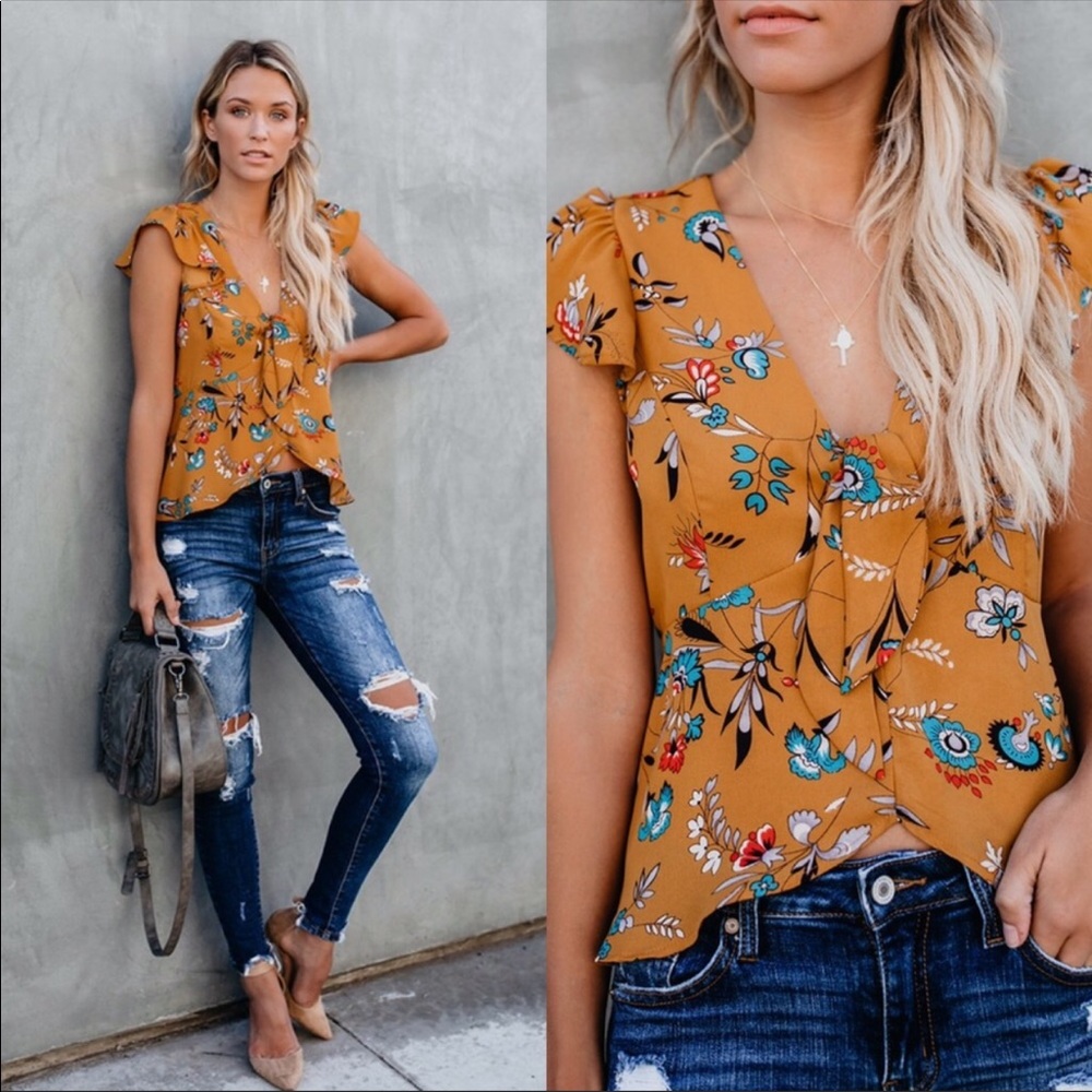 Floral Mustard Blouse